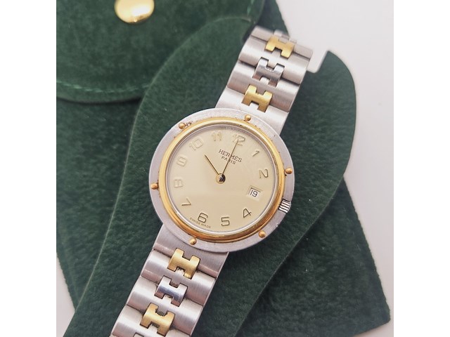 Hermès clipper goldplated two tone horloge - afbeelding 2 van  9