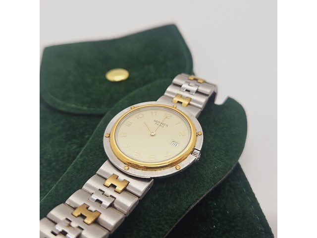 Hermès clipper goldplated two tone horloge - afbeelding 4 van  9