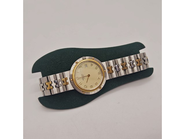 Hermès clipper goldplated two tone horloge - afbeelding 6 van  9