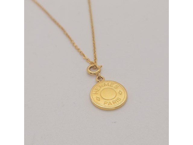 Hermes goldplated pendant op collier - afbeelding 1 van  4