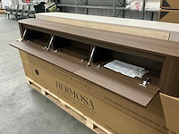 Hermosa ronde japandi tv meubel donkerbruin 240cm h28cm - afbeelding 2 van  5