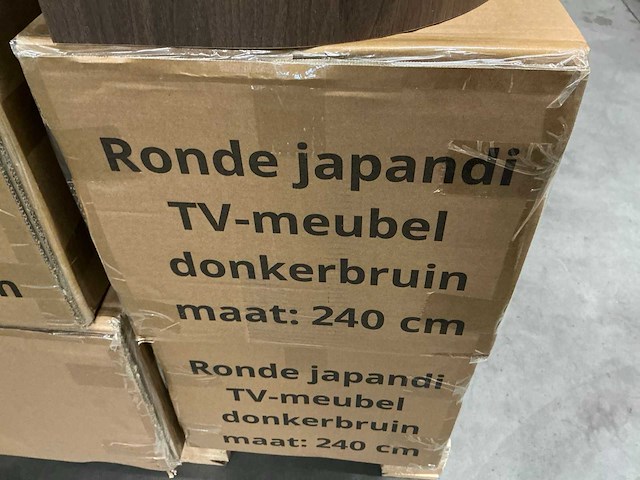 Hermosa ronde japandi tv meubel donkerbruin 240cm h28cm - afbeelding 5 van  5