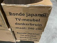 Hermosa ronde japandi tv meubel donkerbruin 240cm h28cm - afbeelding 5 van  5