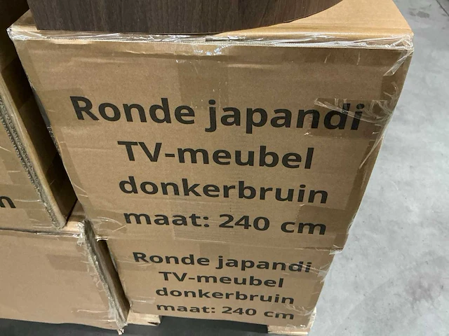 Hermosa ronde japandi tv meubel donkerbruin 240cm h28cm - afbeelding 5 van  5