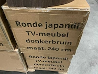 Hermosa ronde japandi tv meubel donkerbruin 240cm h28cm - afbeelding 5 van  5