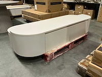 Hermosa ronde japandi tv meubel matte beige 180cm h33cm - afbeelding 1 van  2