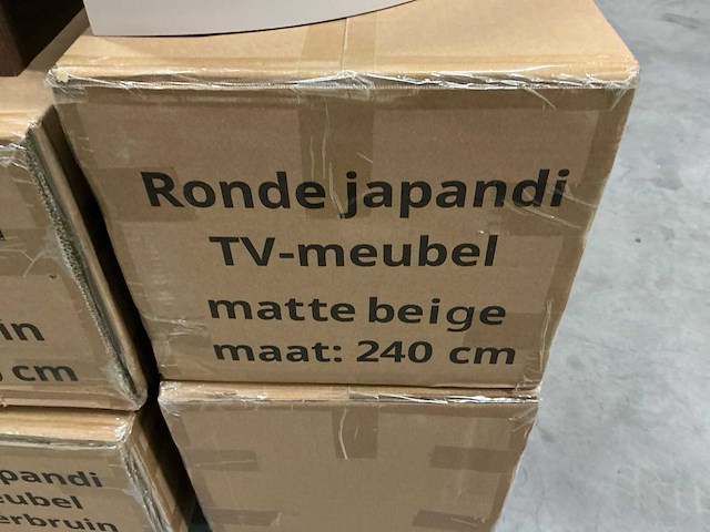Hermosa ronde japandi tv meubel matte beige 240cm h31cm - afbeelding 4 van  4