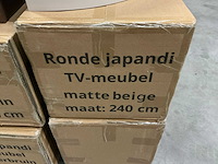 Hermosa ronde japandi tv meubel matte beige 240cm h31cm - afbeelding 4 van  4