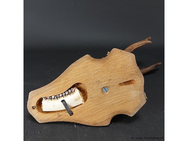 Herten gewei op houten schild - afbeelding 5 van  5