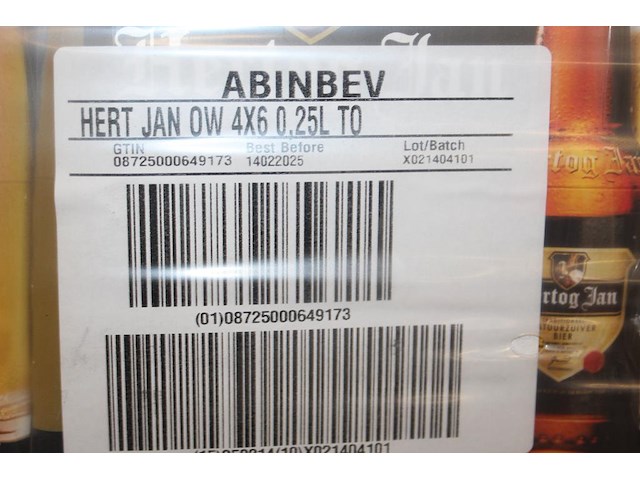 Hertog jan bier op pallet. 364 sixpacks 25 cl. totaal 2184 flessen. tht 2-2025. - afbeelding 3 van  3