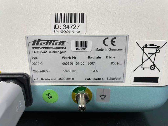 Hettich - 2002-c - centrifuge - 2007 - afbeelding 6 van  7