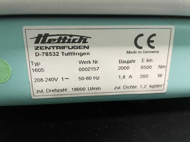 Hettich - universal 32 - centrifuge - 2000 - afbeelding 3 van  7