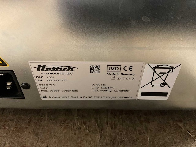 Hettich haematokrit 200 tafel centrifuge - afbeelding 6 van  6