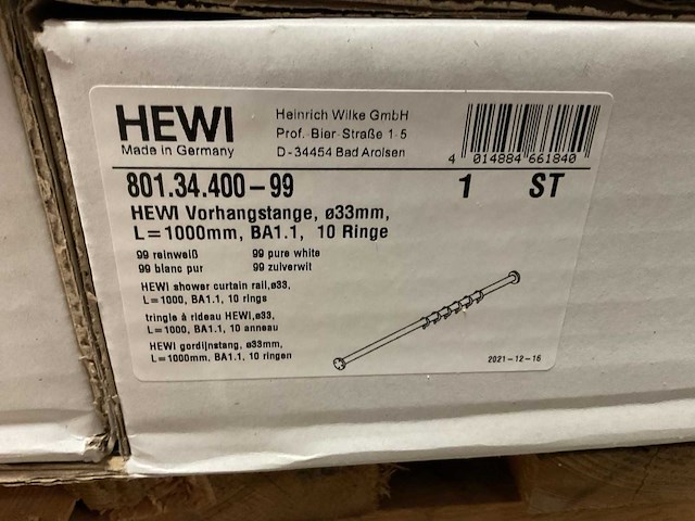 Hewi 1000mm 801.34.400-99 gordijnstang - afbeelding 4 van  4