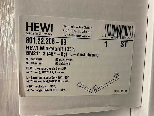 Hewi 135gr. links 801.22.206-99 hoeksteun - afbeelding 4 van  4