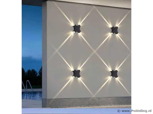 Hexa led wandlamp sw-2322 – 4w – ip54 – zwart (x2) - afbeelding 1 van  4