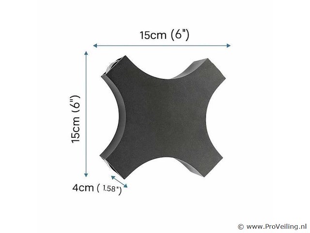 Hexa led wandlamp sw-2322 – 4w – ip54 – zwart (x2) - afbeelding 4 van  4