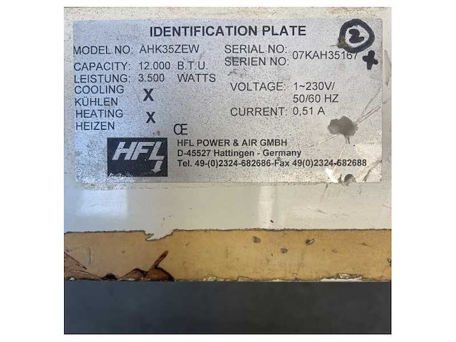 Hfl ahk35zwe 12000 btu marine air handler without cpu - afbeelding 4 van  4