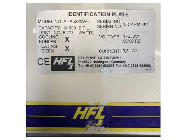 Hfl ahk52zwe 18000 btu marine air handler with cpu - afbeelding 6 van  6