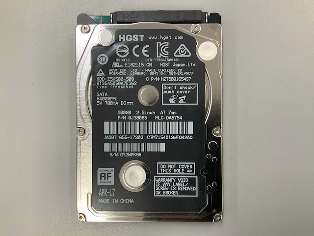 Hgst - 500gb 5400rpm sata hdd (20x) - afbeelding 3 van  3