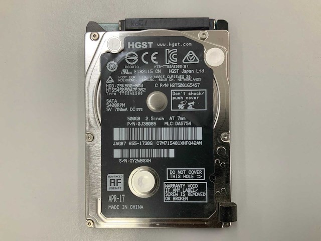 Hgst - 500gb 5400rpm sata hdd (20x) - afbeelding 2 van  3