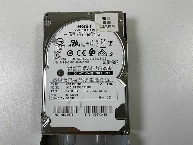 Hgst 16x 900 gb sas(huc101890css200) hdds (16x) - afbeelding 2 van  10