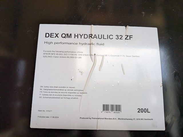High performance hydraulische olie, dex, dex qm hydraulic 32 zf, 2022 - afbeelding 2 van  2