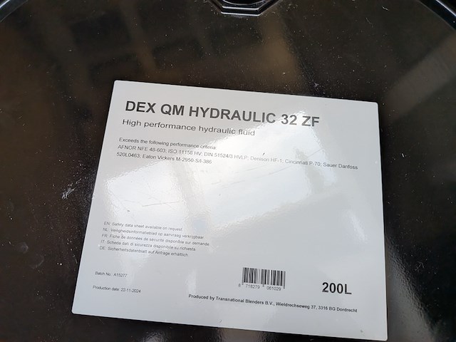 High performance hydraulische olie, dex, dex qm hydraulic 32 zf, 2024 - afbeelding 3 van  3