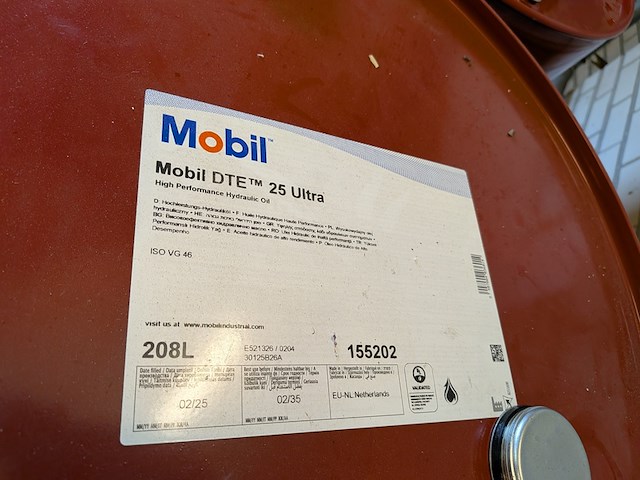 High performance hydraulische olie in vat, mobil, dte 25 ultra, 2025 - afbeelding 5 van  6