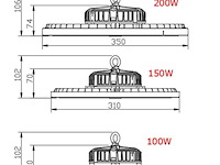 Highbay ufo 200w - pro design smd - dimbaar - neutraal wit 4000k x (4) - afbeelding 7 van  9
