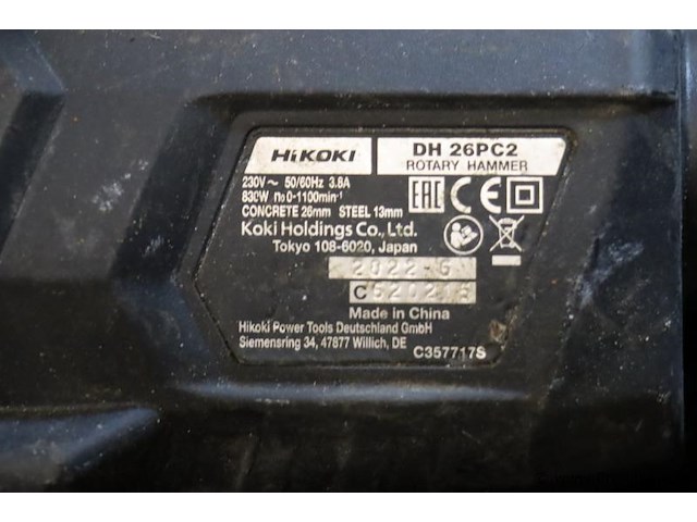 Hikoki boor-breekhamer dh26pc2 incl. opbergkoffer - afbeelding 6 van  6