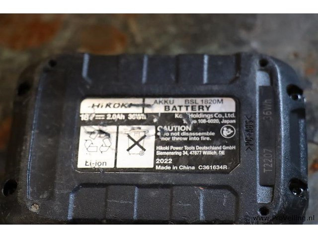 Hikoki bsl1820m li-ion accu 2.0ah, 18v - afbeelding 4 van  4