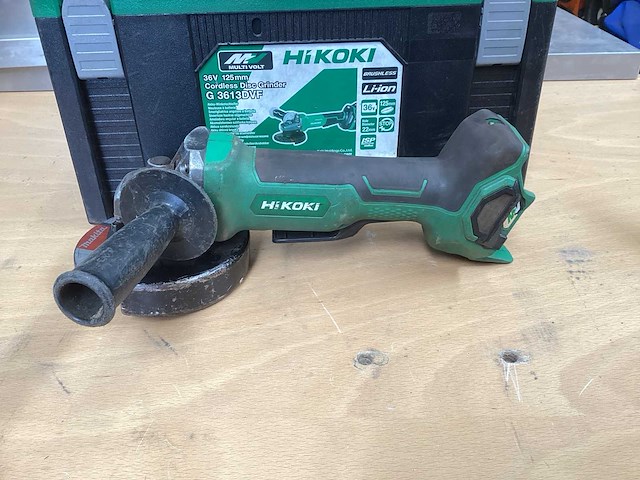 Hikoki g 3613db haakse slijpmachine 125mm incl. bsl 36a18 accu’s + uc 18ysl3 acculader + koffer - afbeelding 5 van  10