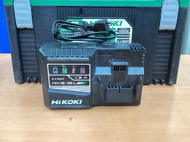 Hikoki g 3613db haakse slijpmachine incl. 2x bsl 36a18 5a accu + uc 18ysl3 acculader + koffer - afbeelding 3 van  15