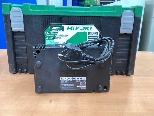 Hikoki g 3613db haakse slijpmachine incl. 2x bsl 36a18 5a accu + uc 18ysl3 acculader + koffer - afbeelding 4 van  15