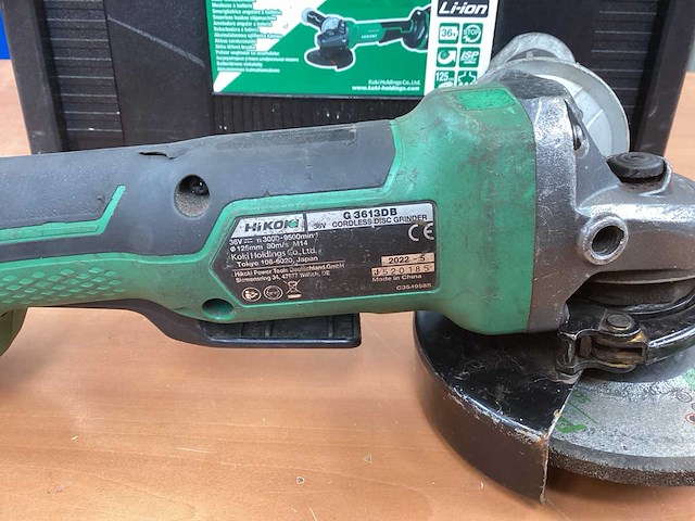Hikoki g 3613db haakse slijpmachine incl. 2x bsl 36a18 5a accu + uc 18ysl3 acculader + koffer - afbeelding 11 van  15