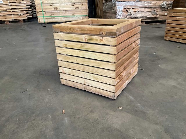 Hillhout bloembak "elan" - 50x50x50 cm (2x) - afbeelding 1 van  4