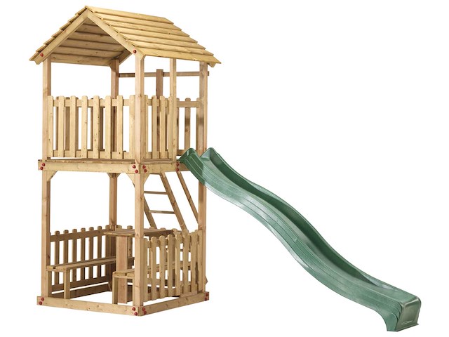 Hillhout speeltoestel met glijbaan "action" - 127x127x310 cm - afbeelding 1 van  4