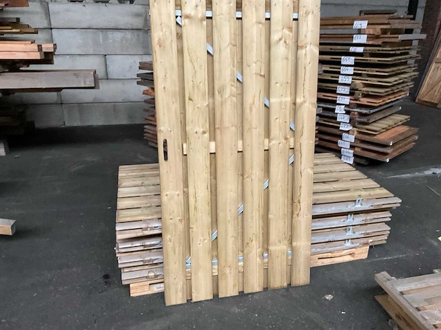 Hillhout tuinpoort metalen frame 195x100 cm - afbeelding 2 van  4