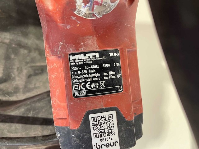 Hilti - te 6-s - elektrische boorhamer - afbeelding 3 van  3
