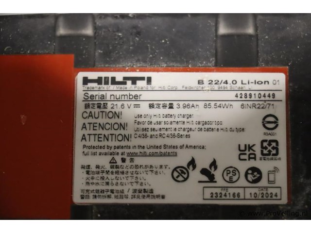 Hilti b22/4.0 li-ion accu, 21.6v - afbeelding 3 van  3