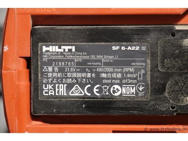 Hilti sf 6-a22 accu-boor- en schroefmachine, 21.6v - afbeelding 10 van  12
