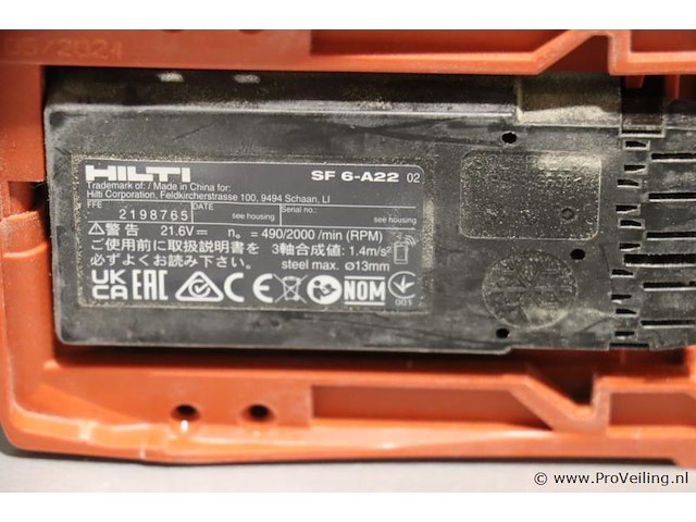 Hilti sf 6-a22 accu-boor- en schroefmachine, 21.6v - afbeelding 8 van  10