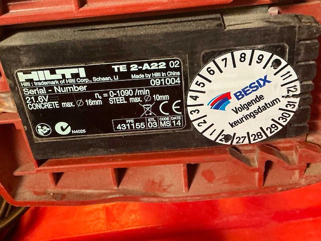 Hilti te 2-a22 boormachine - afbeelding 3 van  4