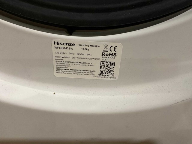 Hisense wf7s1247bb & wf5s1043bw wasmachine (2x) - afbeelding 9 van  10