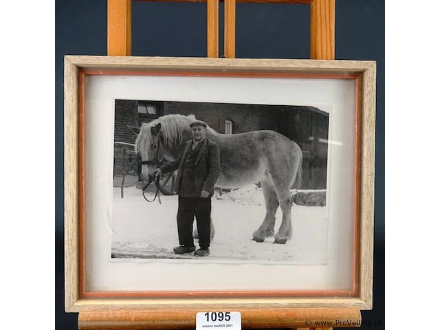 Historische foto van boer met trekpaard - afbeelding 1 van  5