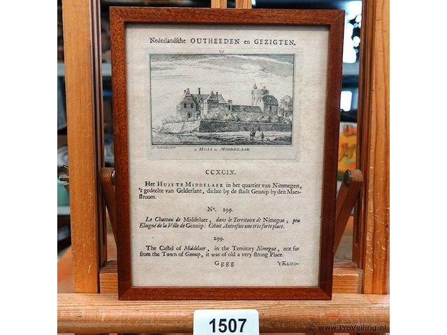 Historische gravure het huis te middelaar te limburg - afbeelding 1 van  5