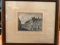 Historische gravure toont het stads- en ambachtskinderhuis aan de agnietenstraat in utrecht - afbeelding 1 van  5