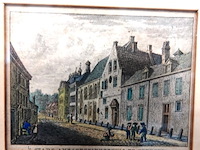 Historische gravure toont het stads- en ambachtskinderhuis aan de agnietenstraat in utrecht - afbeelding 2 van  5
