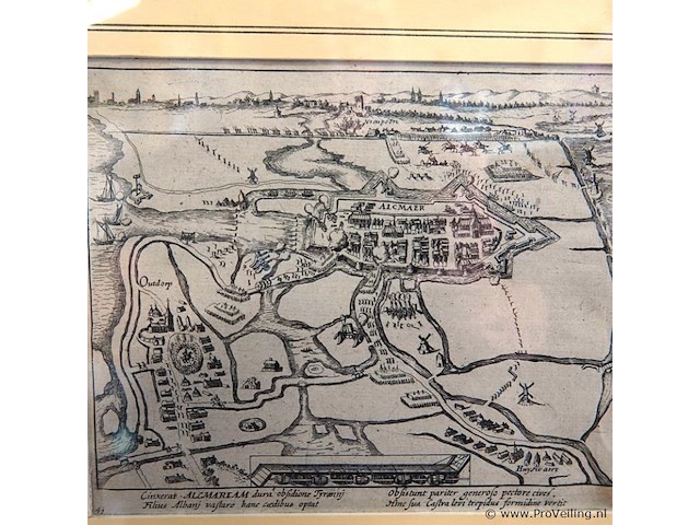 Historische kaart beleg van alkmaar in 1573 - afbeelding 2 van  5